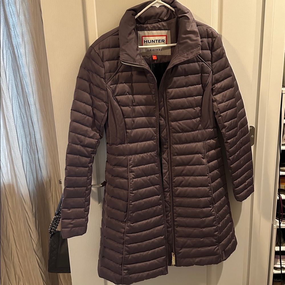 HUNTER Beautiful quality Women's Quilted Coat with removable Faux Fur Hood MINT - Picture 10 of 11